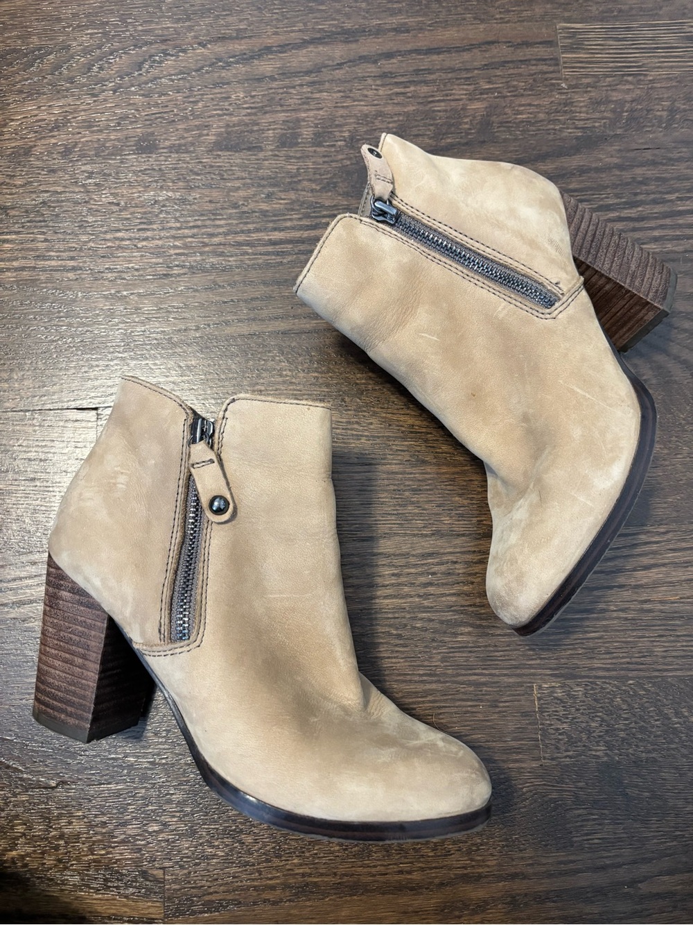ALDO Women's Beige Suede Ankle Boots with Side Zip